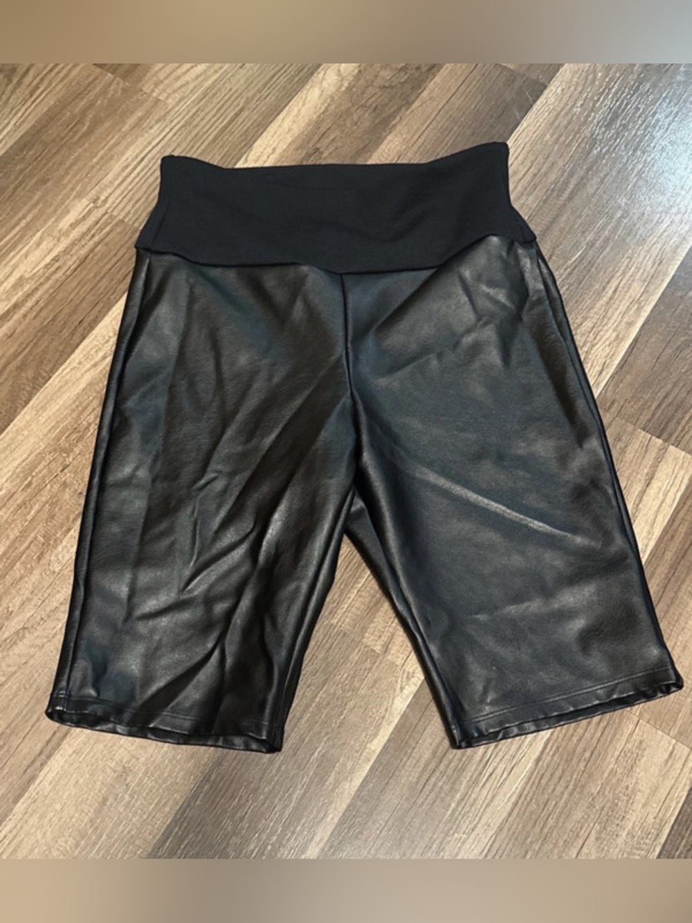 Assets Spanx Size medium Faux Leather Biker Shorts Shaping